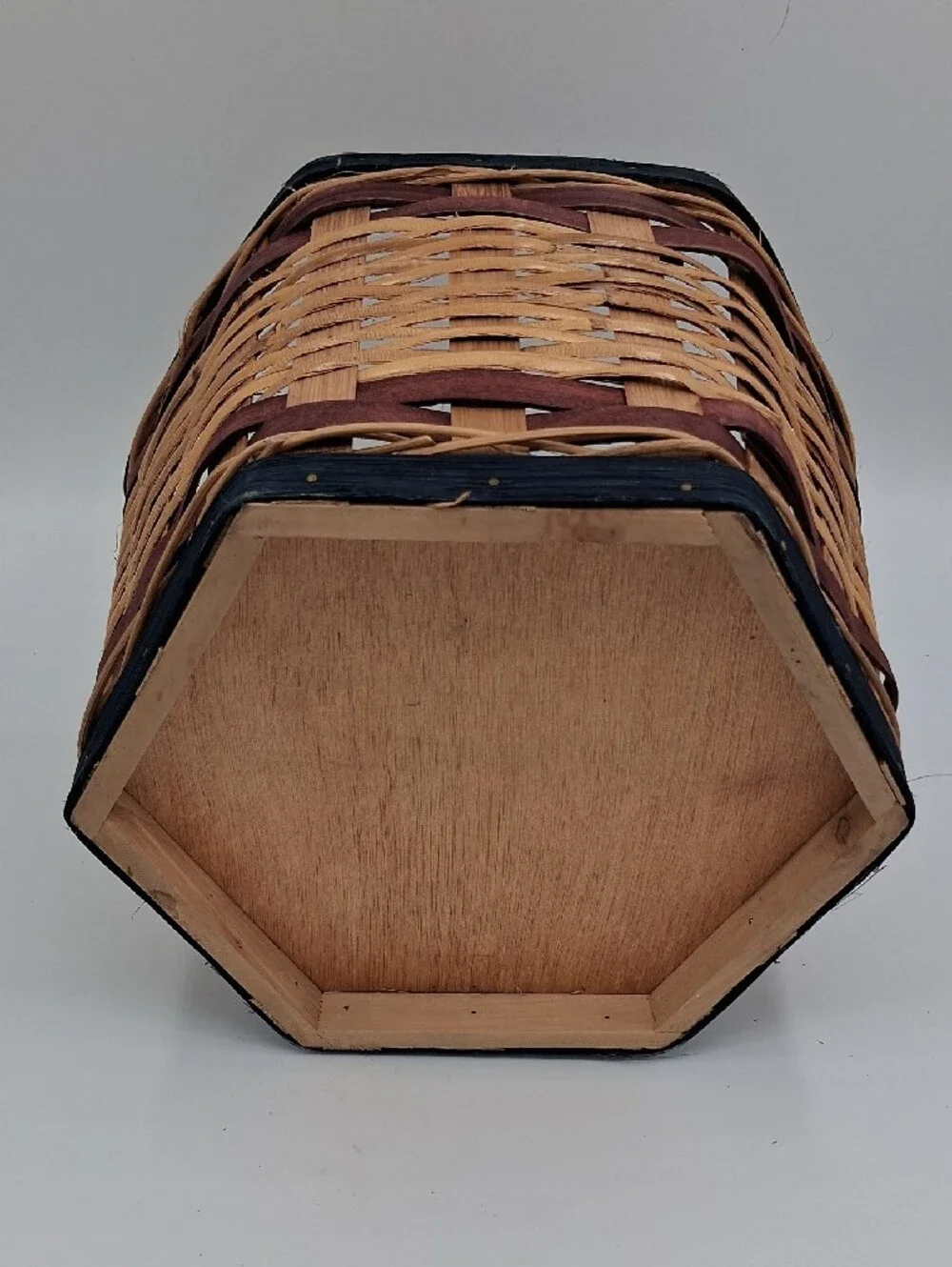 Vintage Woven Hexagonal Nesting Basket Set - Natural, Red, Blue
